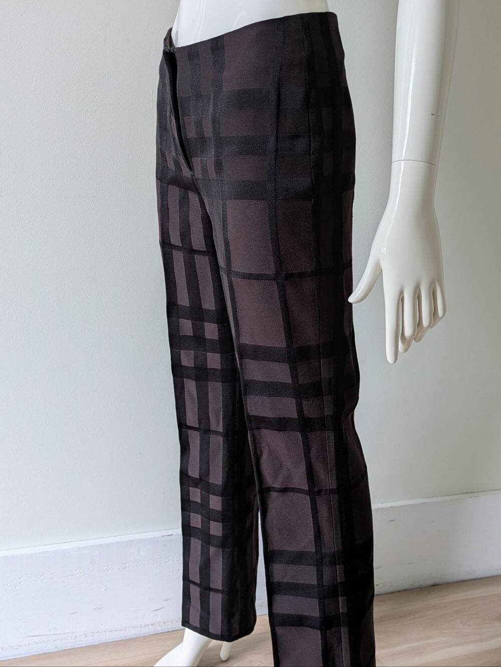 Vintage Burberry London Overdyed Plaid Trousers/Pants - Made In Italy - Sz 4